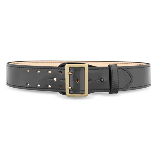 Dutyman 2-1/4"" High-Gloss Leather Sam Browne 2-Row Stitch Duty Belt with Nickel Buckle