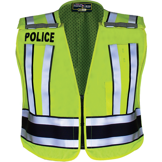 Flying Cross Pro Series Hi-Vis Safety Vest w/ Navy Band & POLICE Lettering - LAPD Navy
