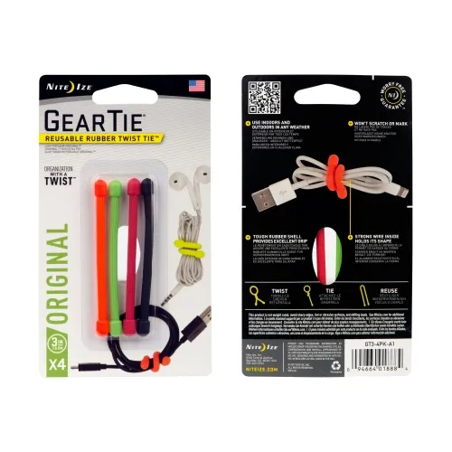 Nite-Ize Gear Tie Reusable Rubber Twist Tie