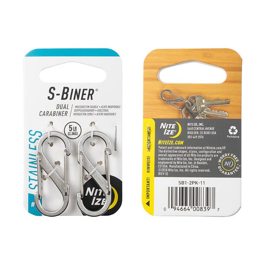 Nite-Ize S-Biner Stainless Steel Dual Carabiner #1 - 6 Pack - Stainless