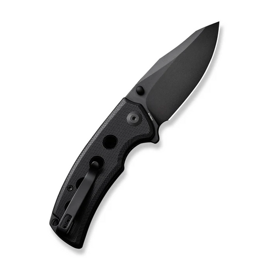 SENCUT Excalis Flipper/Thumb Stud Folding Knife 2.97"" Black 9Cr18MoV Reverse Tanto Plain Edge Blade, Black G10 Handle