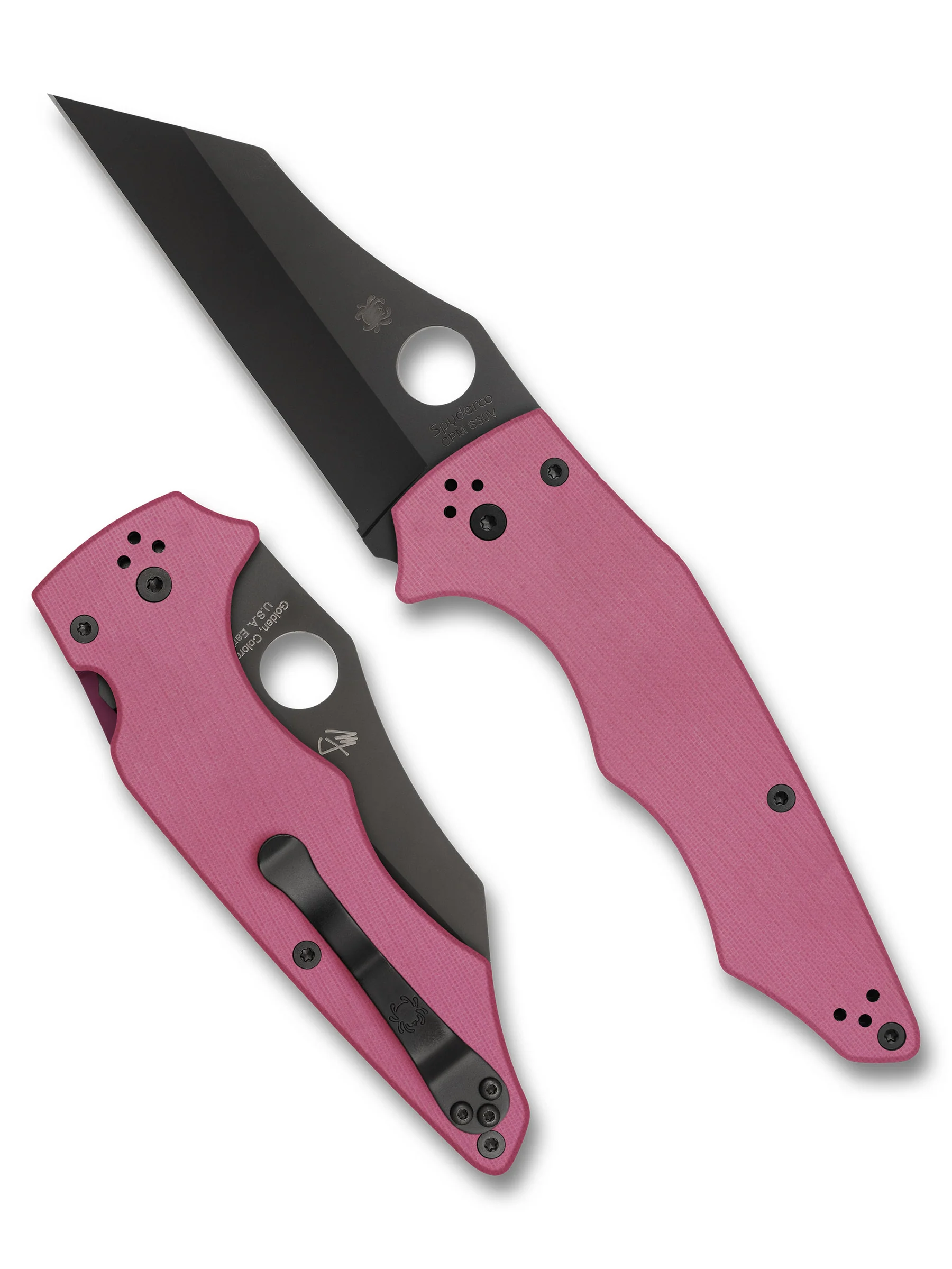 Spyderco YoJumbo Pink G-10 Black Blade SPRINT