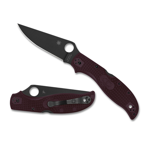 SPYDERCO SP Stretch 2 XL Burgandy Lightweight CTS-PD Black Blade PlainEdge