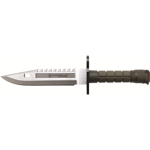 Smith & Wesson 8 in Special Ops M-9 Bayonet Special Force Knife/Green Polymer Scabbard