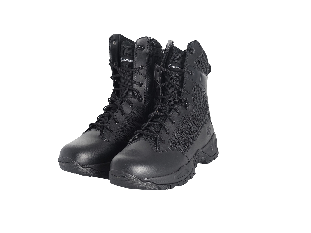 Smith & Wesson Footwear Scout 8"" Hot Weather Side-Zip Polishable Toe Mens Black Smith & Wesson