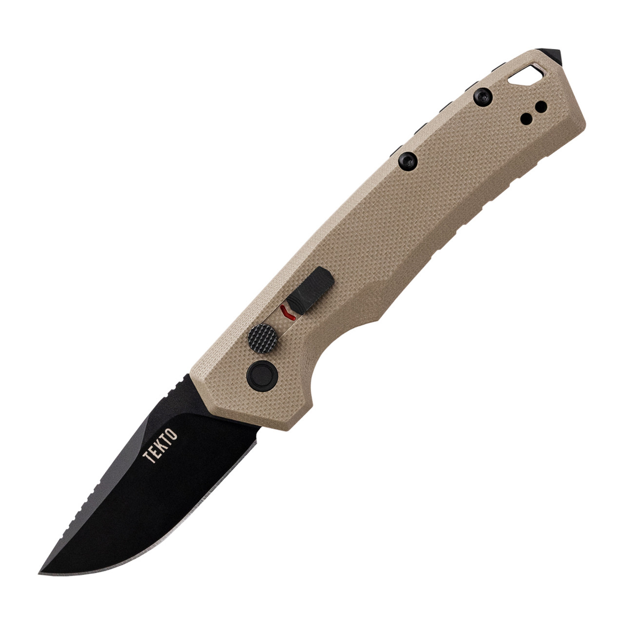 Tekto Gear Tekto A3 Delta Mini OTS Auto Knife Desert G10 1.9in Black Plain Drop Point