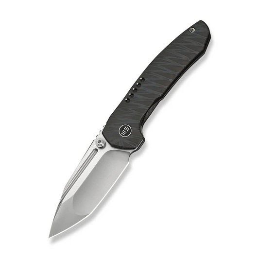 We Knife WEKNIFE Micro Trogon Thumb Stud Knife Tiger Stripe Pattern Flamed Titanium Handle
