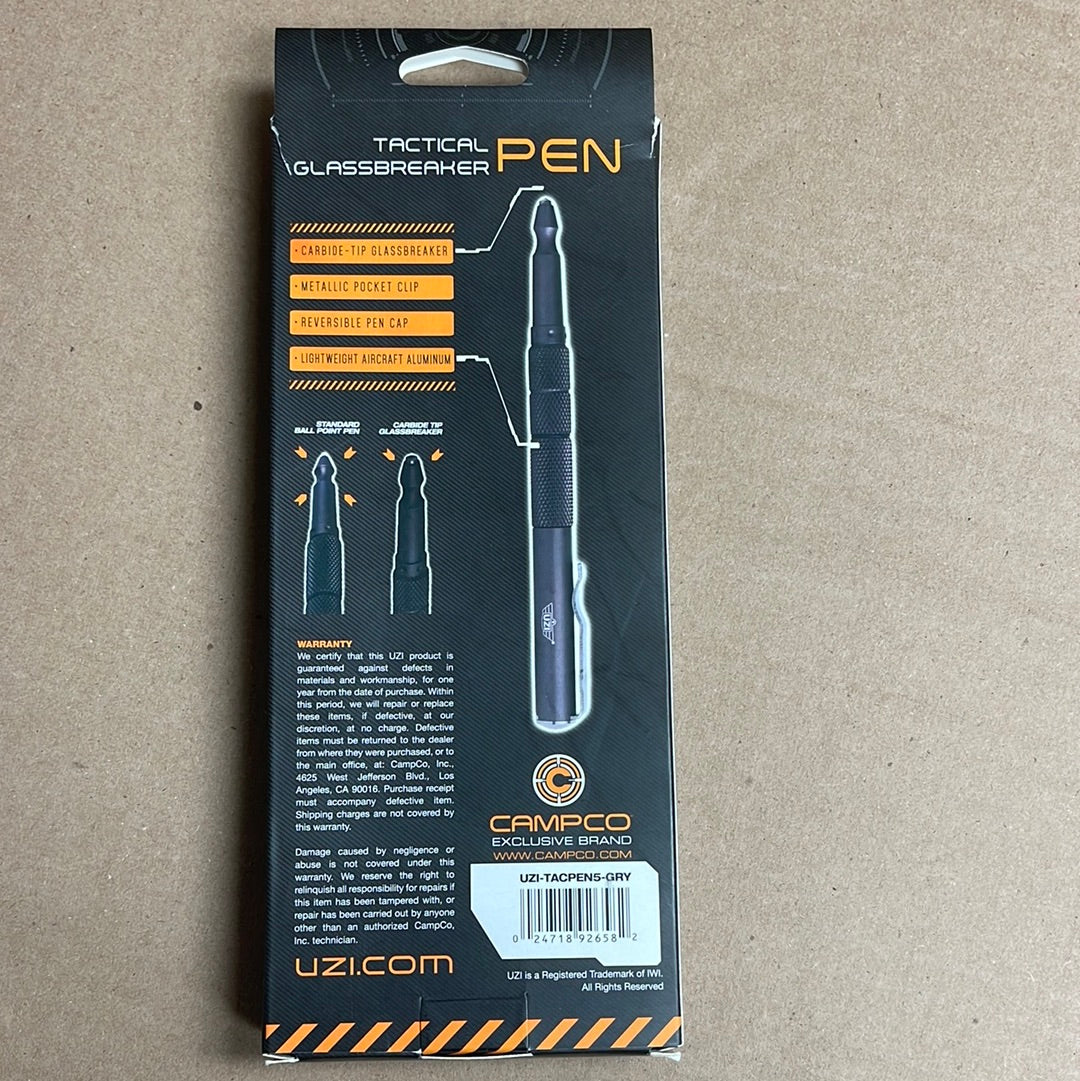 Uzi Tactical Pen, Gun Metal Grey UZI-TACPEN5-GRY