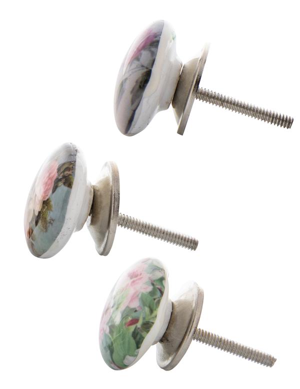 English Roses Knobs (set Of 3) 30620 by Victorian Trading Co