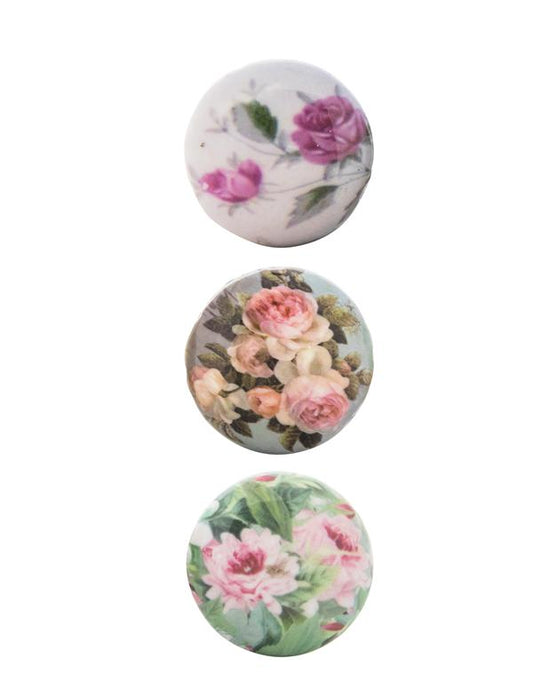 English Roses Knobs (set Of 3) 30620 by Victorian Trading Co