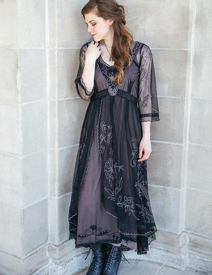 Tea Party Garden Dress Black Size Large 30697 Victorian Trading