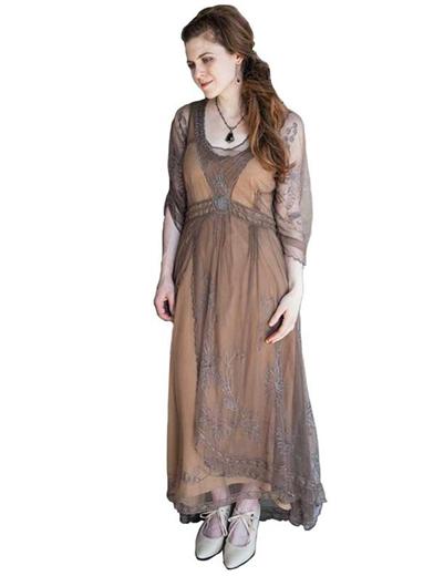 Tea Party Garden Dress Cocoa Size Small 30698 Victorian Trading