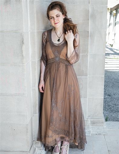 Tea Party Garden Dress Cocoa Size Small 30698 Victorian Trading