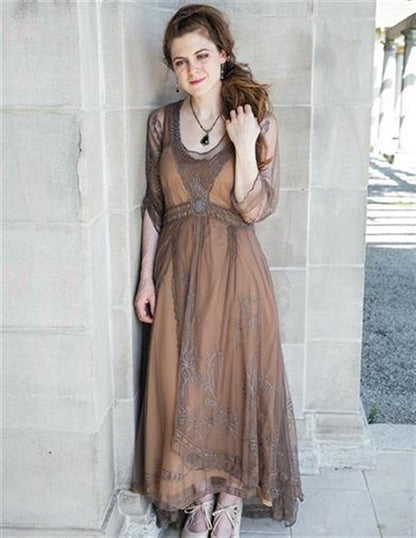 Tea Party Garden Dress Cocoa Size Small 30698 Victorian Trading