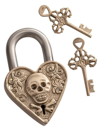 Haunted Threshold Heart & Skull Lock 32415 by Victorian Trading Co