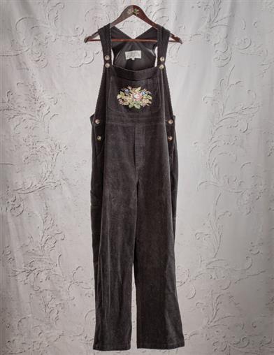 Nadia's Needlepoint Tapestry Corduroy Overalls 32483 by Victorian Trading Co
