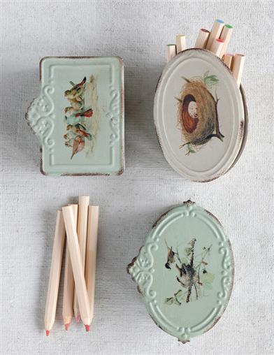 Vintage Bird Tins (set Of 3) 32577 Victorian Trading Co