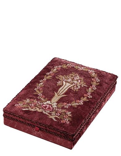 Ruby Floral Embroidered Velvet Keepsake Box 33071