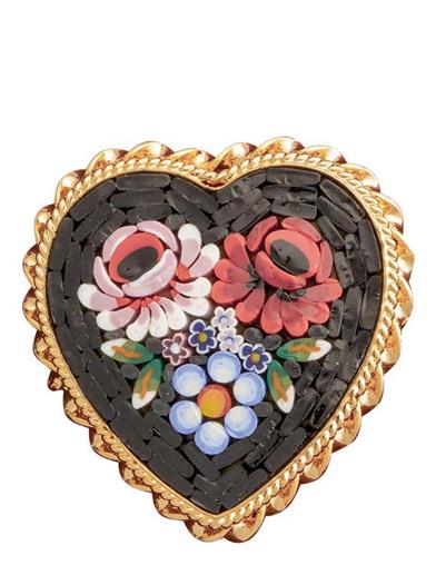 Florentine Mosaic Heart Brooch 33313