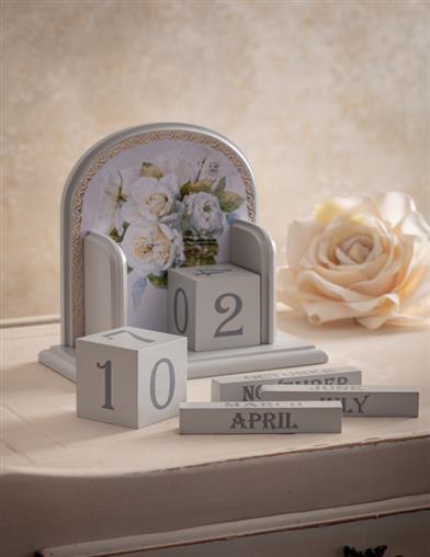 Winchester White Roses Perpetual Calendar 33395