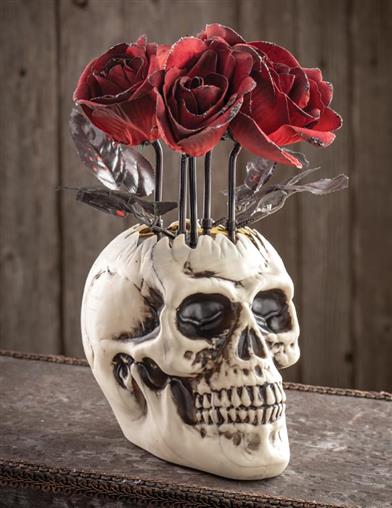 The Reaper's Roses Animated Skull Vase 33647 by Victorian Trading Co