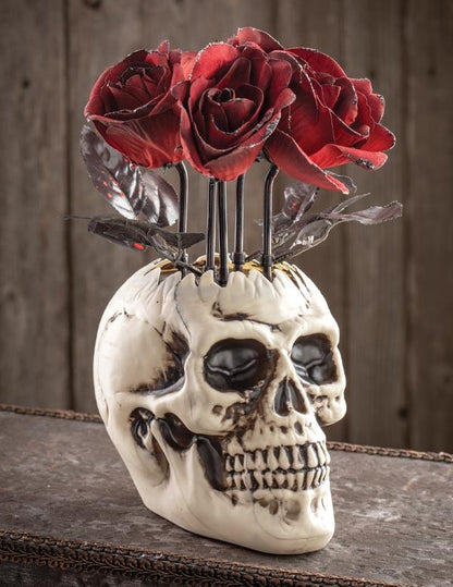 The Reaper's Roses Animated Skull Vase 33647 by Victorian Trading Co