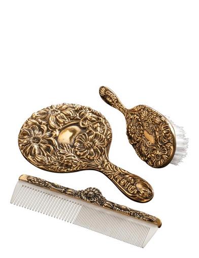 Antique Brass Brush Comb And Mirror Gift Set 33664 Victorian Trading Co