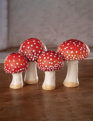 Mushroom Forest Candle Holder Red 33754 Victorian Trading Co