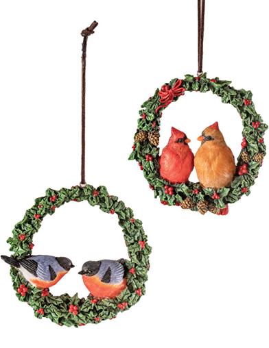 Birds Of A Feather Wreath Ornament (set Of 2) 33806