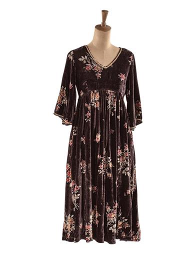 April Cornell Midnight Bouquet Velvet Dress 33827 by Victorian Trading Co