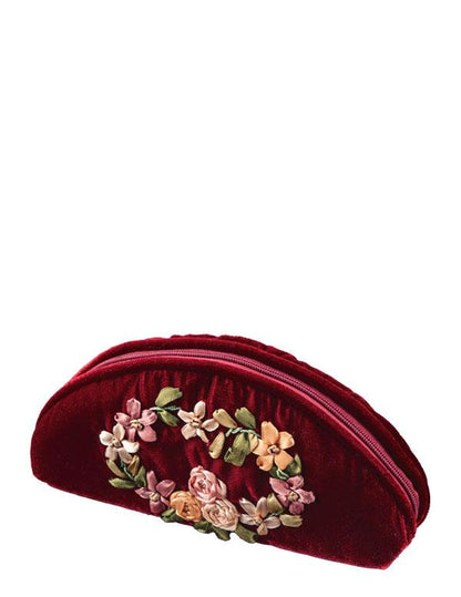 Ribbon Embroidered Velvet Eyeglass Case 33900