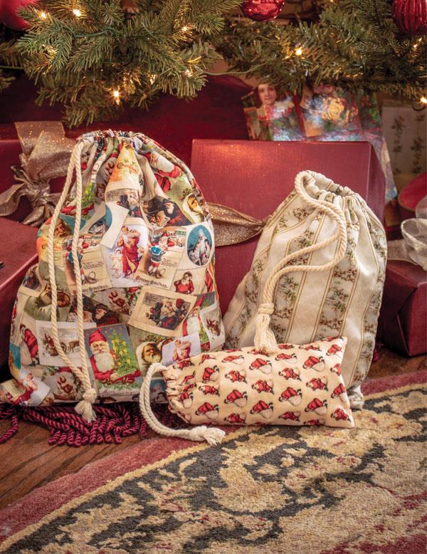 Jolly Holiday Drawstring Gift Bags (set Of 3) 33912