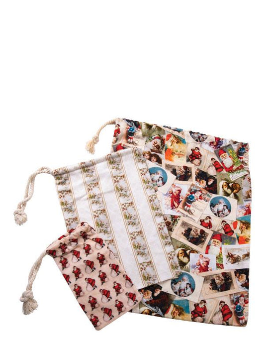 Jolly Holiday Drawstring Gift Bags (set Of 3) 33912