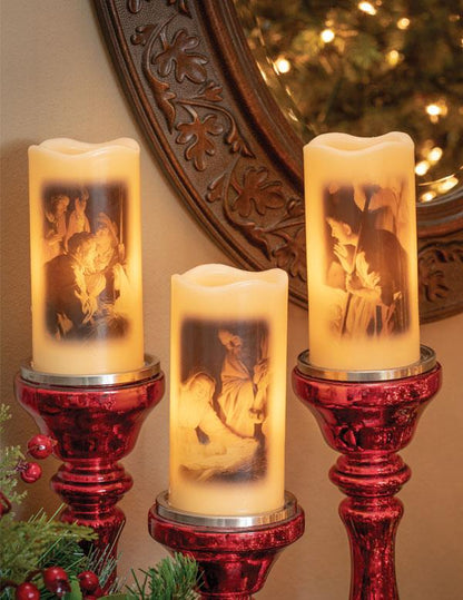 Away In A Manger Nativity Candles (set Of 3) 33951