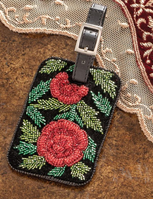 Beaded Rose Luggage Tag 33955