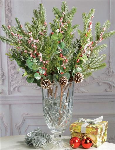Holiday Spray With Berries & Eucalyptus (set Of 2) 34042