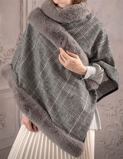 Wuthering Heights Faux Fur Trimmed Poncho 34053