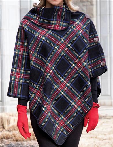 Highlands Twill Plaid Poncho 34054 by Victorian Trading Co
