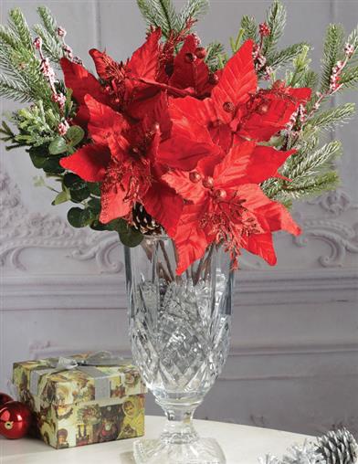Velvet Poinsettia Trio (set Of 3) 34062