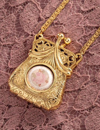 Golden Age Floral Purse Locket Necklace 34121