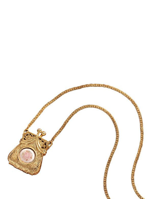 Golden Age Floral Purse Locket Necklace 34121