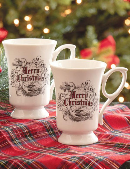 Spencerian Merry Christmas Mug (set Of 2) 34123 by Victorian Trading Co