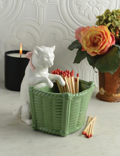 Porcelain Cat Match Holder 34239