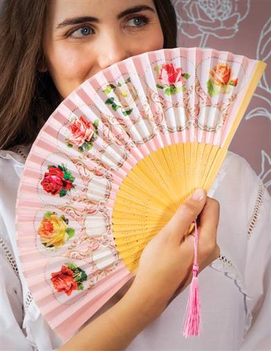 Hearts & Floral Fan 34321 by Victorian Trading Co