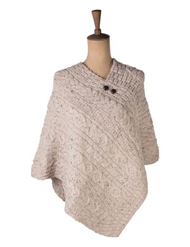 Aran Irish Wool Shawl 34402 One Size Fits All