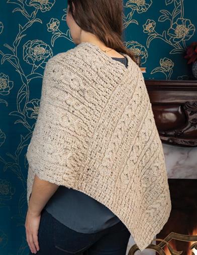 Aran Irish Wool Shawl 34402 One Size Fits All