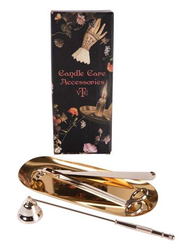 Candle Care Set (4 Piece) 34438 Tray, Wick Snipper and Snuffer