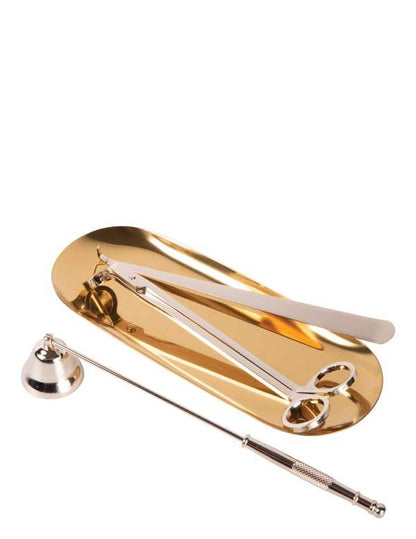 Candle Care Set (4 Piece) 34438 Tray, Wick Snipper and Snuffer