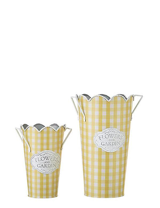 Gingham Scalloped Flower Buckets 34625