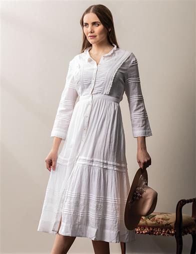 April Cornell White Gwennie Dress 34662 by Victorian Trading Co